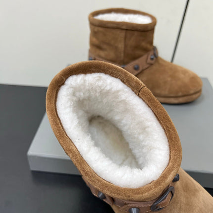 BALENCIAGA 25S ALASKA ANKLE BOOTS IN BROWN SUEDE AND LAMBSKIN