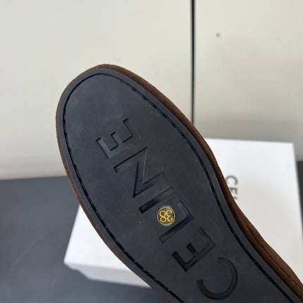 CELINE 26S MAILLON TRIOMPHE LOAFER IN DARK BROWN SUEDE