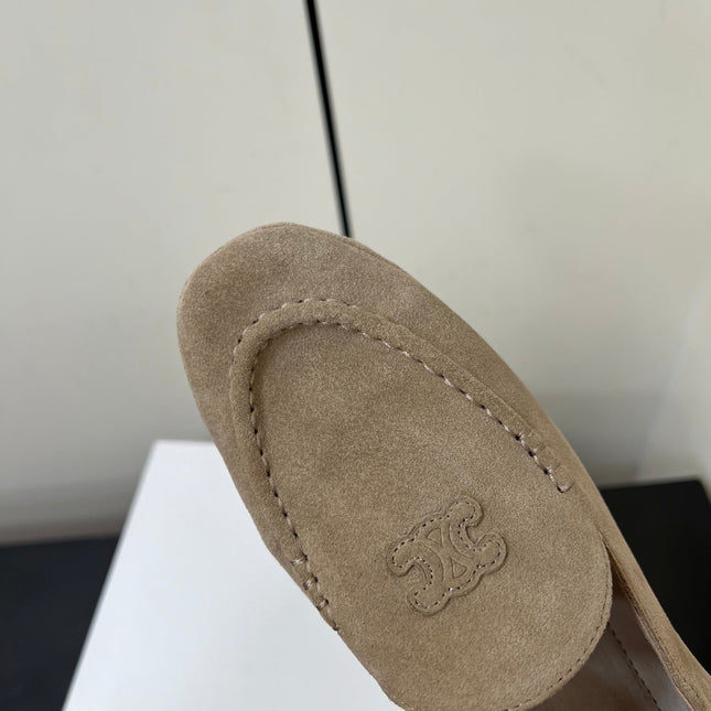 CELINE 26S MAILLON TRIOMPHE LOAFER IN BEIGE SUEDE