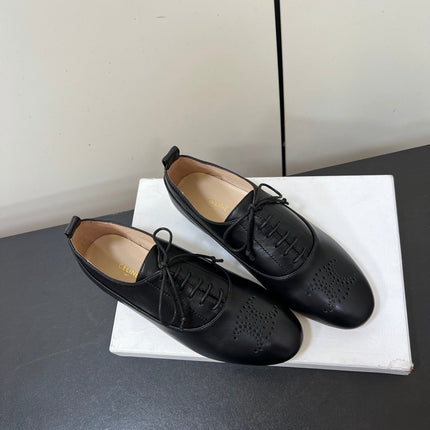 CELINE 26S MINIMAL LACE-UP SHOES IN BLACK CALFSKIN