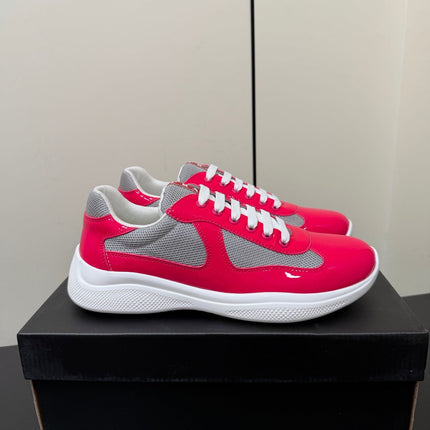 PRADA 26S SNEAKERS IN PINK PATENT CALFSKIN AND WHITE MESH