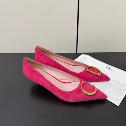 DIOR 26S POINTED-TOE HIGH HEELS 35MM IN RASPBERRY RED SUEDE GOLD HARDWARE