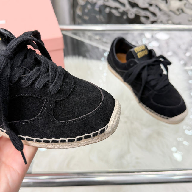 MIUMIU 26S SNEAKERS IN BLACK SUEDE
