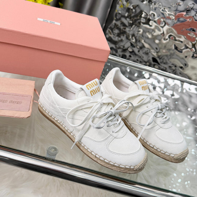 MIUMIU 26S SNEAKERS IN WHITE SUEDE