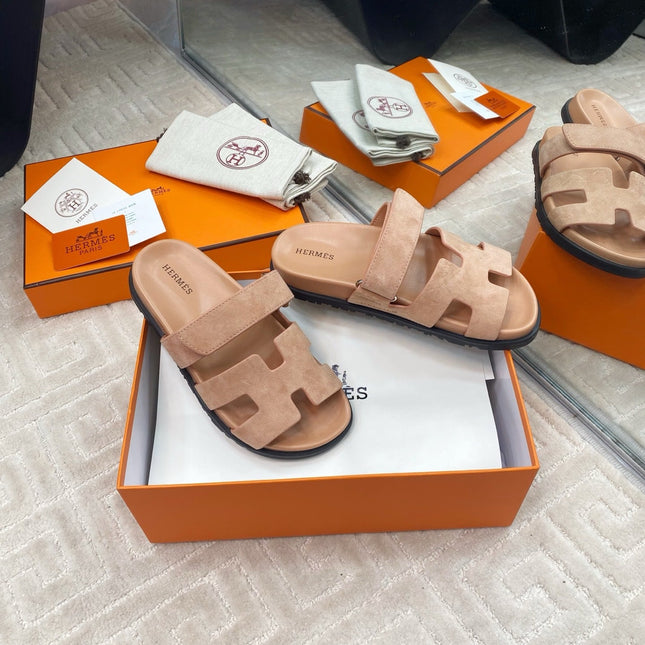 HM CHYPRE SANDALS IN DARK BEIGE SUEDE