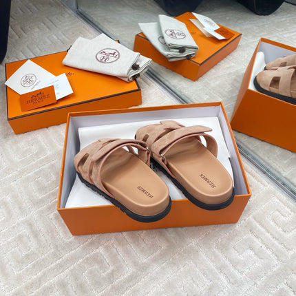 HM CHYPRE SANDALS IN DARK BEIGE SUEDE
