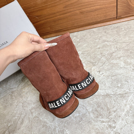 BALENCIAGA 25S ALASKA ANKLE BOOTS IN DEEP CHESTNUT BROWN SUEDE