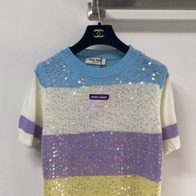 MIUMIU 26S SHORT-SLEEVED SWEATER STYLE 1128