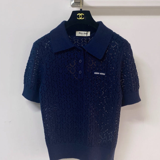 MIUMIU 26S SHORT-SLEEVED KNIT POLO SHIRT STYLE 1138