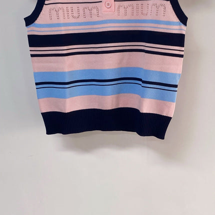 MIUMIU 26S SLEEVELESS KNIT POLO TOP STYLE 1124