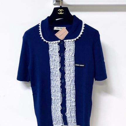 MIUMIU 26S SHORT-SLEEVED KNIT POLO SHIRT STYLE 1053