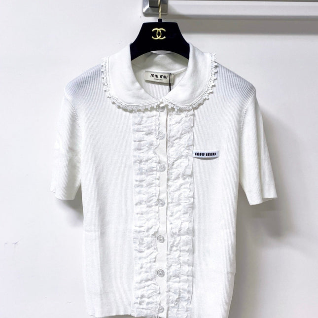 MIUMIU 26S SHORT-SLEEVED KNIT POLO SHIRT STYLE 1052