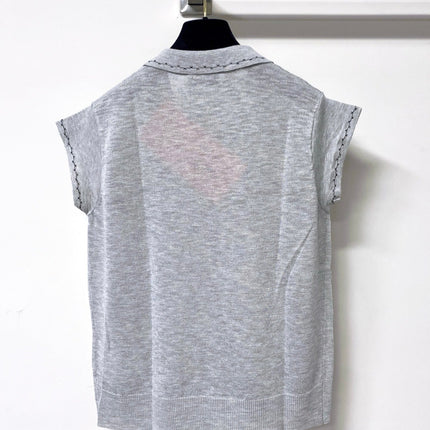MIUMIU 26S SLEEVELESS KNIT POLO TOP 1167