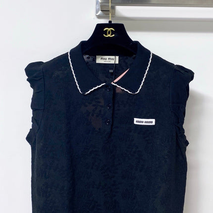MIUMIU 26S SLEEVELESS KNIT POLO TOP 1150