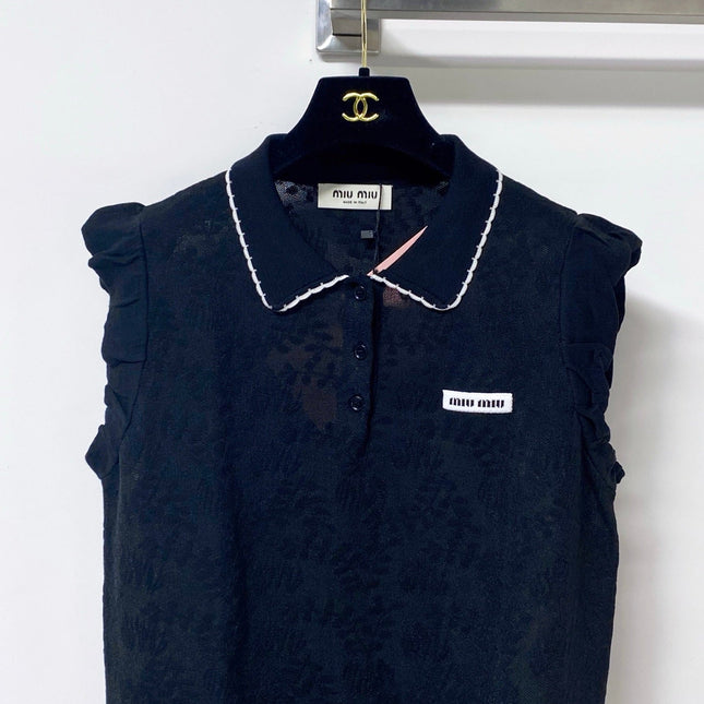 MIUMIU 26S SLEEVELESS KNIT POLO TOP 1150