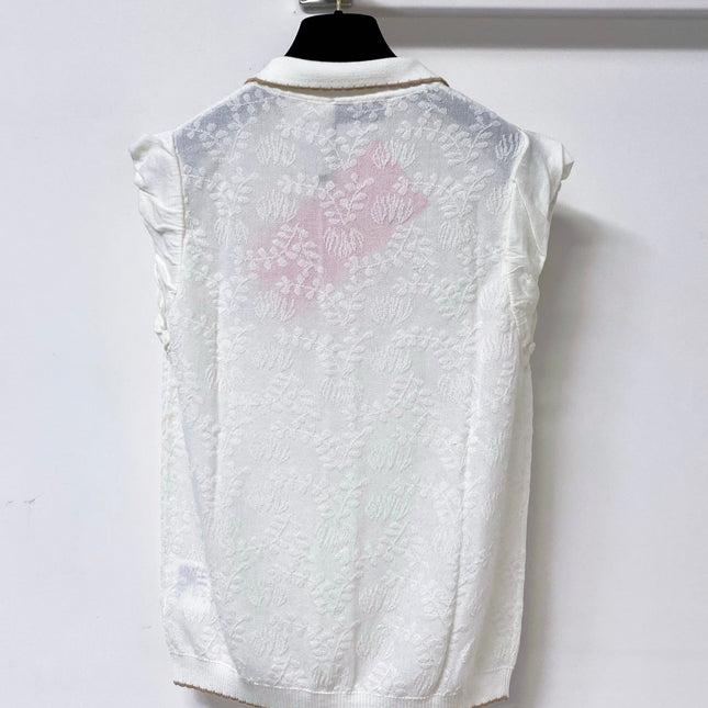 MIUMIU 26S SLEEVELESS KNIT POLO TOP 1149