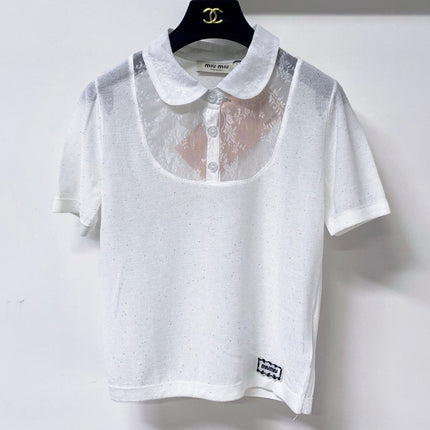 MIUMIU 26S RUFFLED COLLAR POLO SHIRT 1153