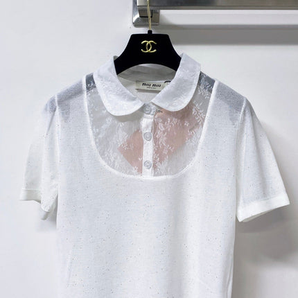 MIUMIU 26S RUFFLED COLLAR POLO SHIRT 1153