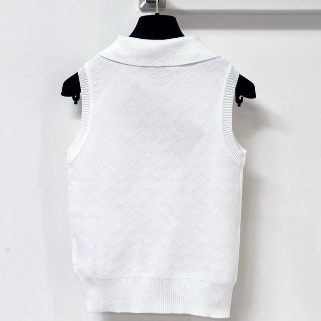 MIUMIU 26S SLEEVELESS KNIT POLO TOP 1236