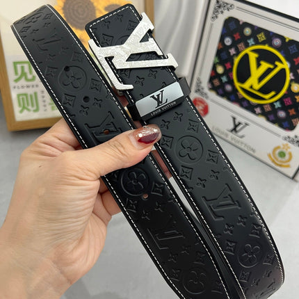 LV 25S BELT 38 MM IN BLACK CALFSKIN STAMP LOGO 593292