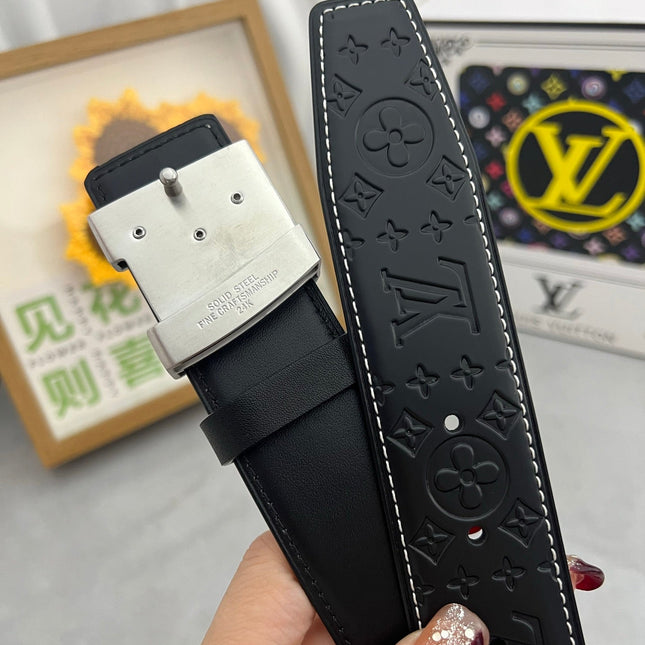 LV 25S BELT 38 MM IN BLACK CALFSKIN STAMP LOGO 593292