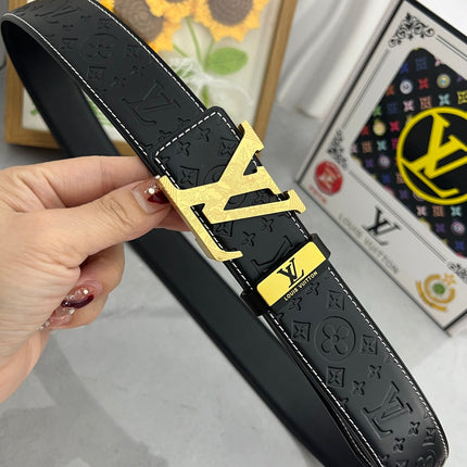 LV 25S BELT 38 MM IN BLACK CALFSKIN STAMP LOGO 593293