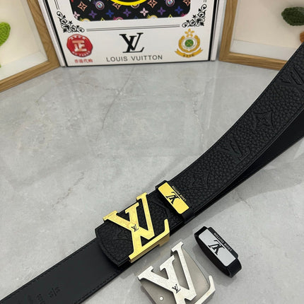 LV 25S BELT 38 MM IN BLACK CALFSKIN 593283