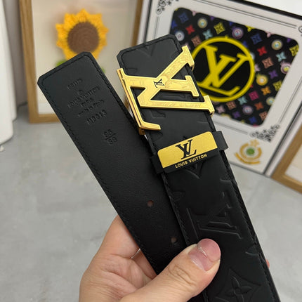 LV 25S BELT 38 MM IN BLACK CALFSKIN STAMP LOGO 593296