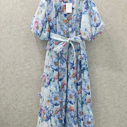 ZIMMER DRESS WITH STAND COLLAR AND PUFF SLEEVES 269285