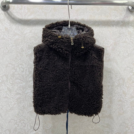 MONCLER 25S SHAGGY VEST IN BROWN 103