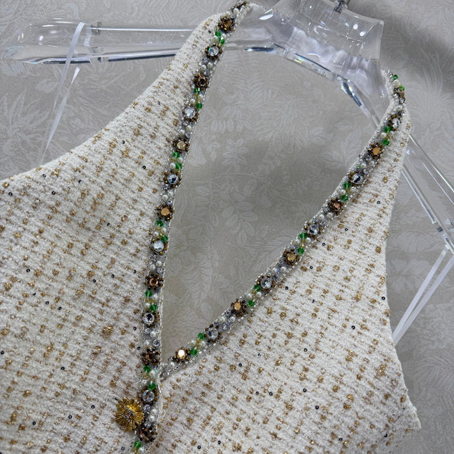 CHANEL 26S BEADED HALTER NECK VEST 821