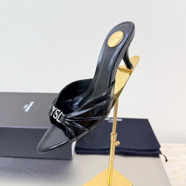 YSL 26S HIGH HEEL SANDALS 65 MM IN BLACK CALFSKIN