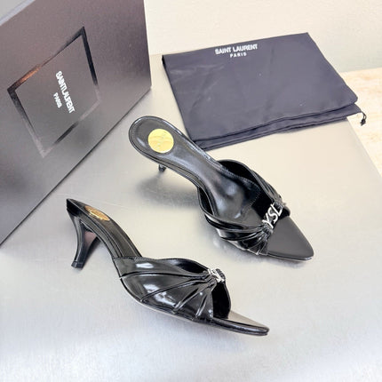 YSL 26S HIGH HEEL SANDALS 65 MM IN BLACK CALFSKIN