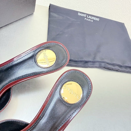 YSL 26S HIGH HEEL SANDALS 65 MM IN DARK RED CALFSKIN