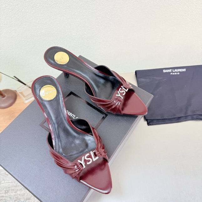 YSL 26S HIGH HEEL SANDALS 65 MM IN DARK RED CALFSKIN