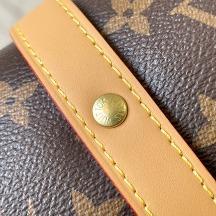 SAUMUR BB 28 IN BROWN MONOGRAM CANVAS AND LEATHER TRIM GOLD HARDWARE