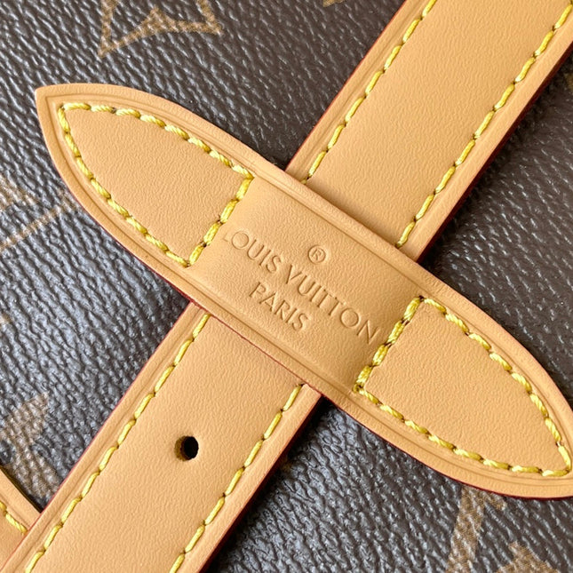 SAUMUR BB 28 IN BROWN MONOGRAM CANVAS AND LEATHER TRIM GOLD HARDWARE