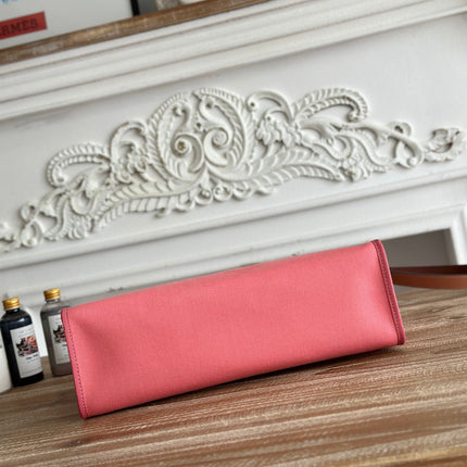 ZIP CABINE 31 BAG IN PUNCH PINK CANVAS AND BRONZE BROWN CALFSKIN