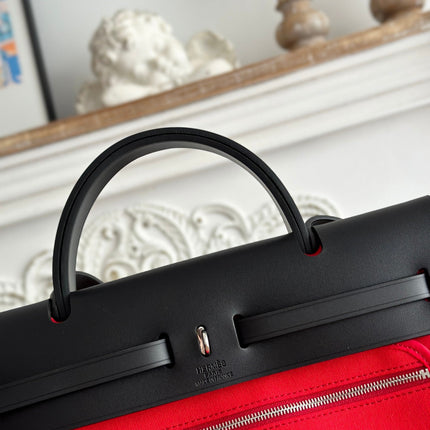 ZIP CABINE 31 BAG IN CLASSIC RED CANVAS AND BLACK CALFSKIN
