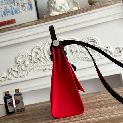 ZIP CABINE 31 BAG IN CLASSIC RED CANVAS AND BLACK CALFSKIN