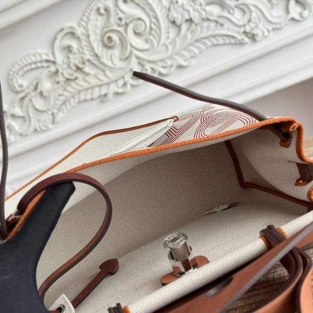 HERBAG ZIP 31 LAQUERED BAG IN OFF-WHITE MIX RED H PLUME CANVAS