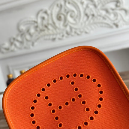 MINI NEO 17 EVELYNE BAG IN FIRE ORANGE CANVAS AND CALFSKIN