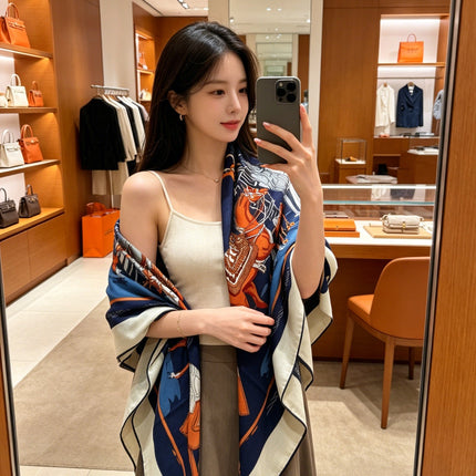 HERMES 26S SCARF 140 IN CASHMERE AND SILK 305964