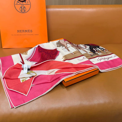 HERMES 26S SCARF 140 IN CASHMERE AND SILK 305966