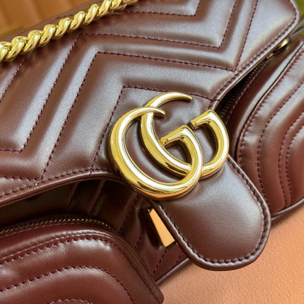 MARMONT SMALL MULTI-POCKET BAG 25 IN CURRANT RED CALFSKIN GOLD HARDWARE