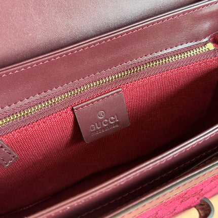 HORSEBIT 1955 SHOULDER BAG 25 IN WINE RED CANVAS AND CALFSKIN GOLD HARDWARE