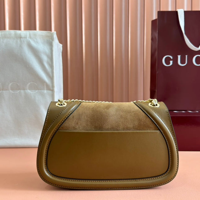 GUCCI 26S BLONDIE SHOULDER BAG 26 IN BROWN CALFSKIN AND SUEDE