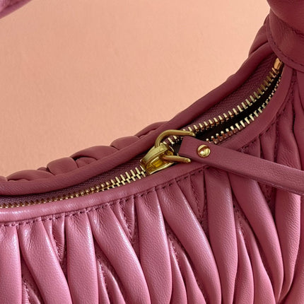 MIUMIU 26S MINI HOBO 20 BAG IN DUSTY ROSE PINK CALFSKIN GOLD HARDWARE