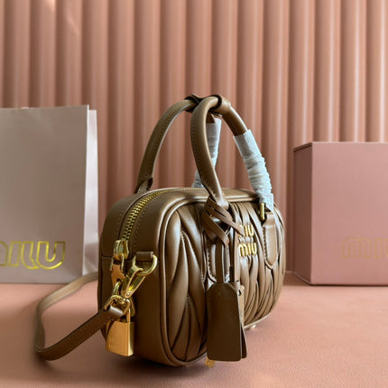 ARCADIE MATELASSÉ BAG 19 IN BROWN LAMBSKIN GOLD HARDWARE