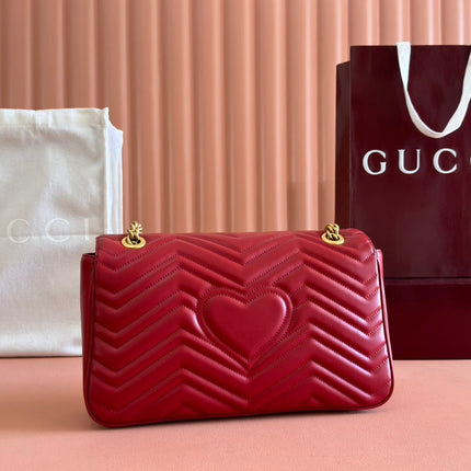 MARMONT SHOULDER BAG 31 IN RED CALFSKIN GOLD CHAIN